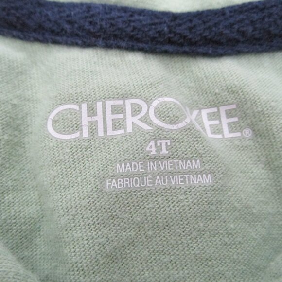 Cherokee Polo Shirt Boys Size 4T Green Blue Short Sleeve Stripe Pullover Top Tee - Picture 2 of 3